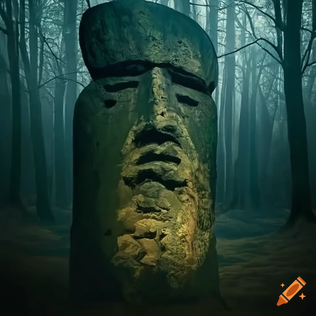 Baroque artwork of upright stones in a mysterious forest on Craiyon