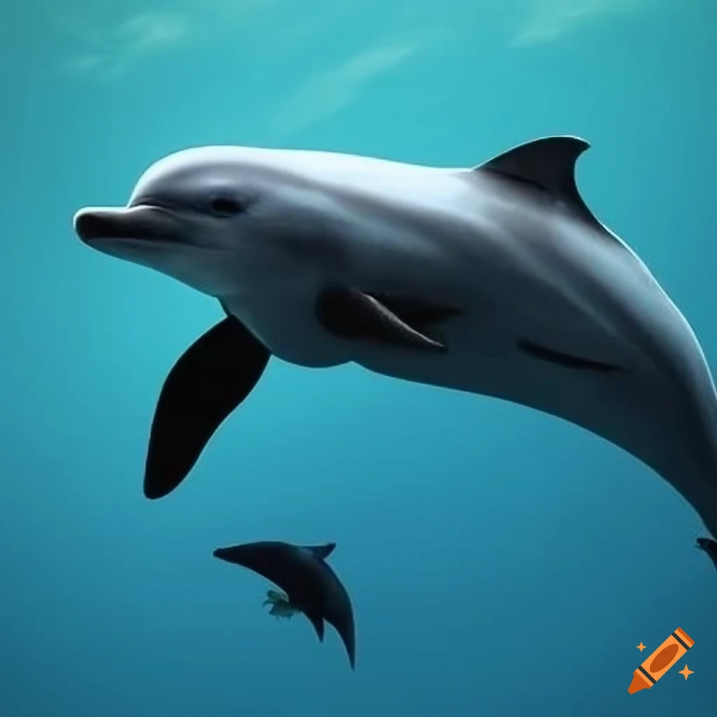 Black dolphin swimming underwater