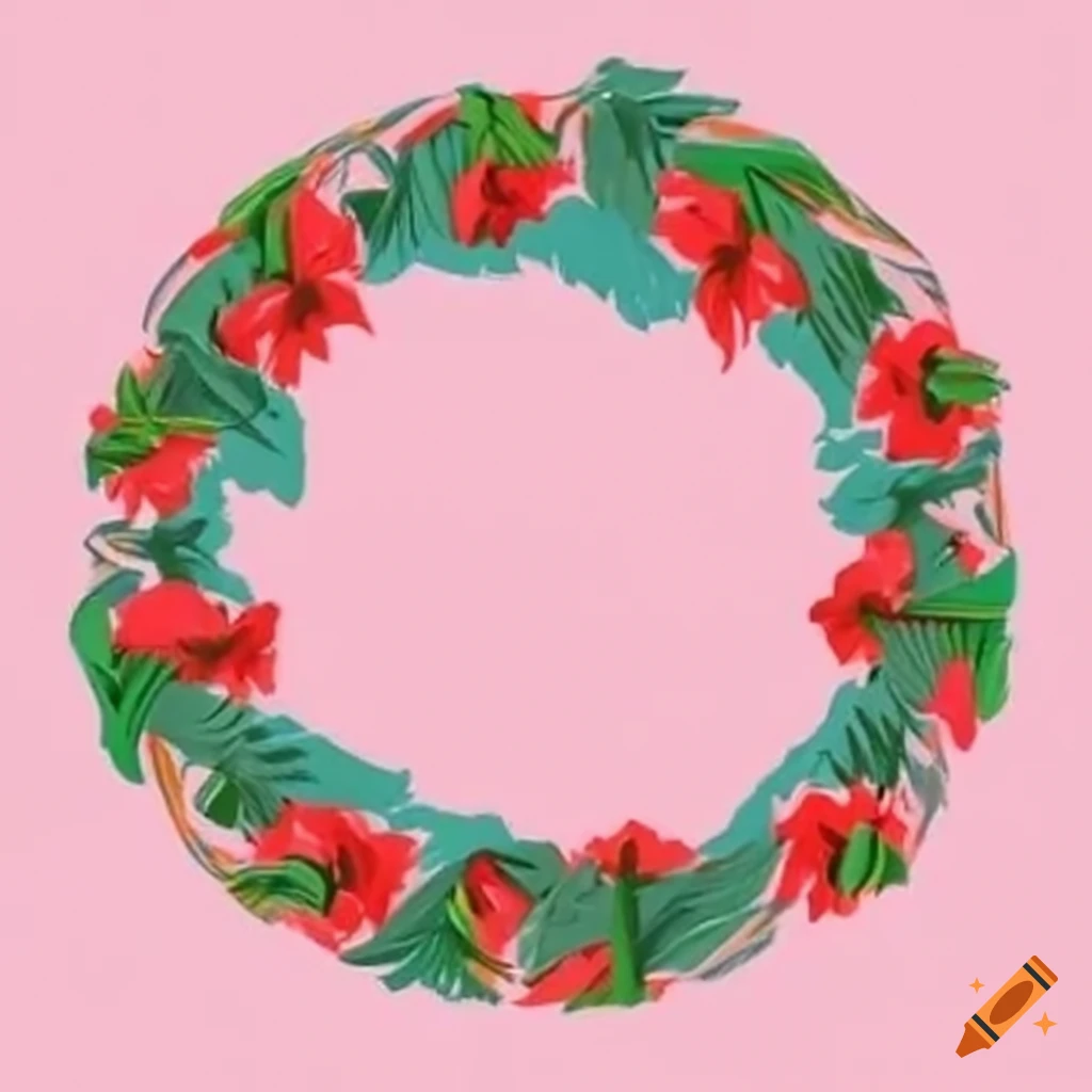 floral wreath with amaryllis plants and palm fronds