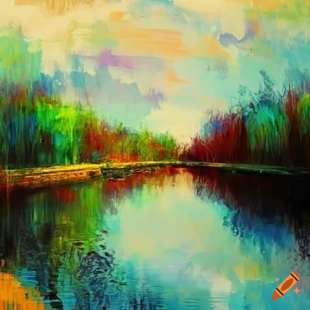 Impressionist painting of a riverside city on Craiyon