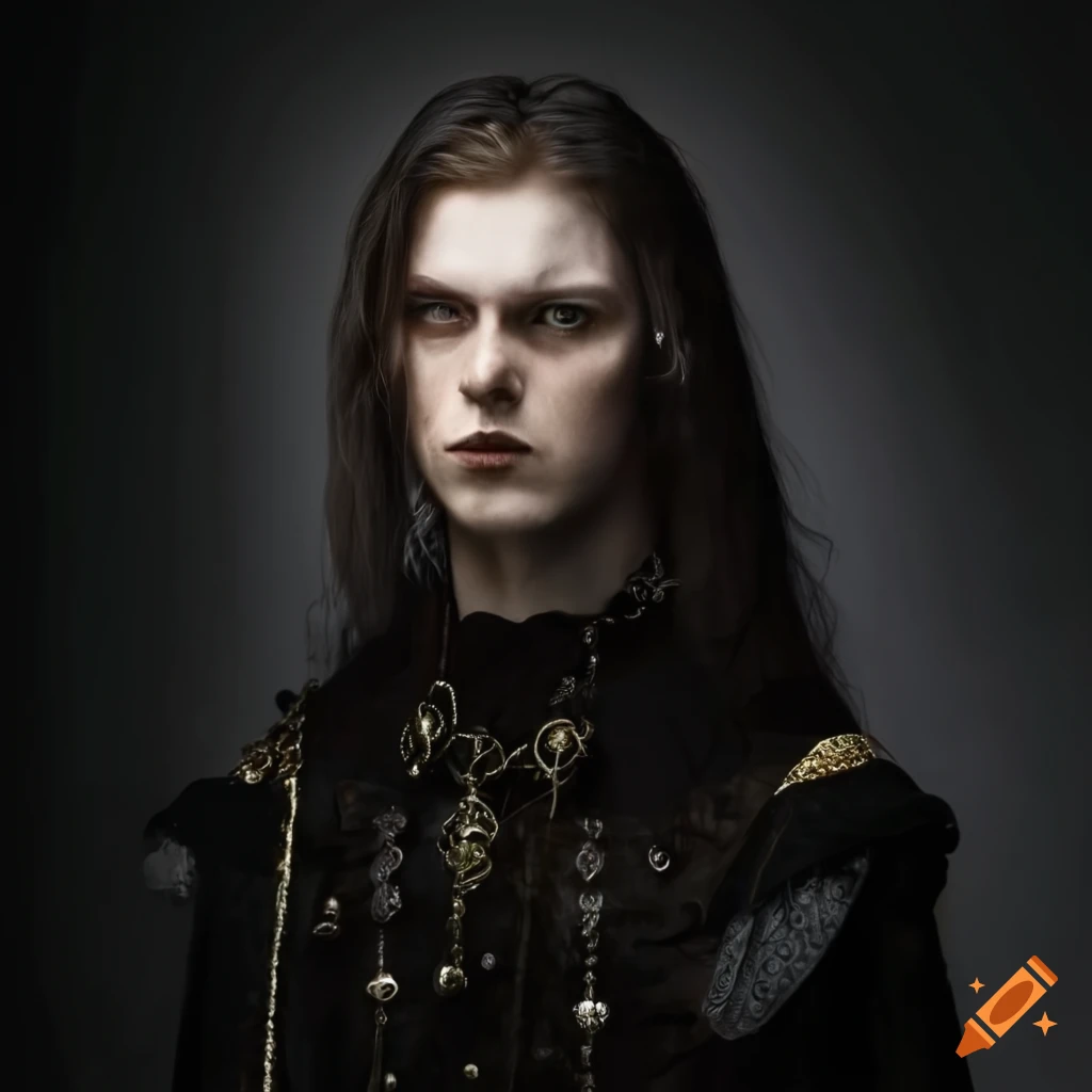 young man in gothic Nordic medieval attire