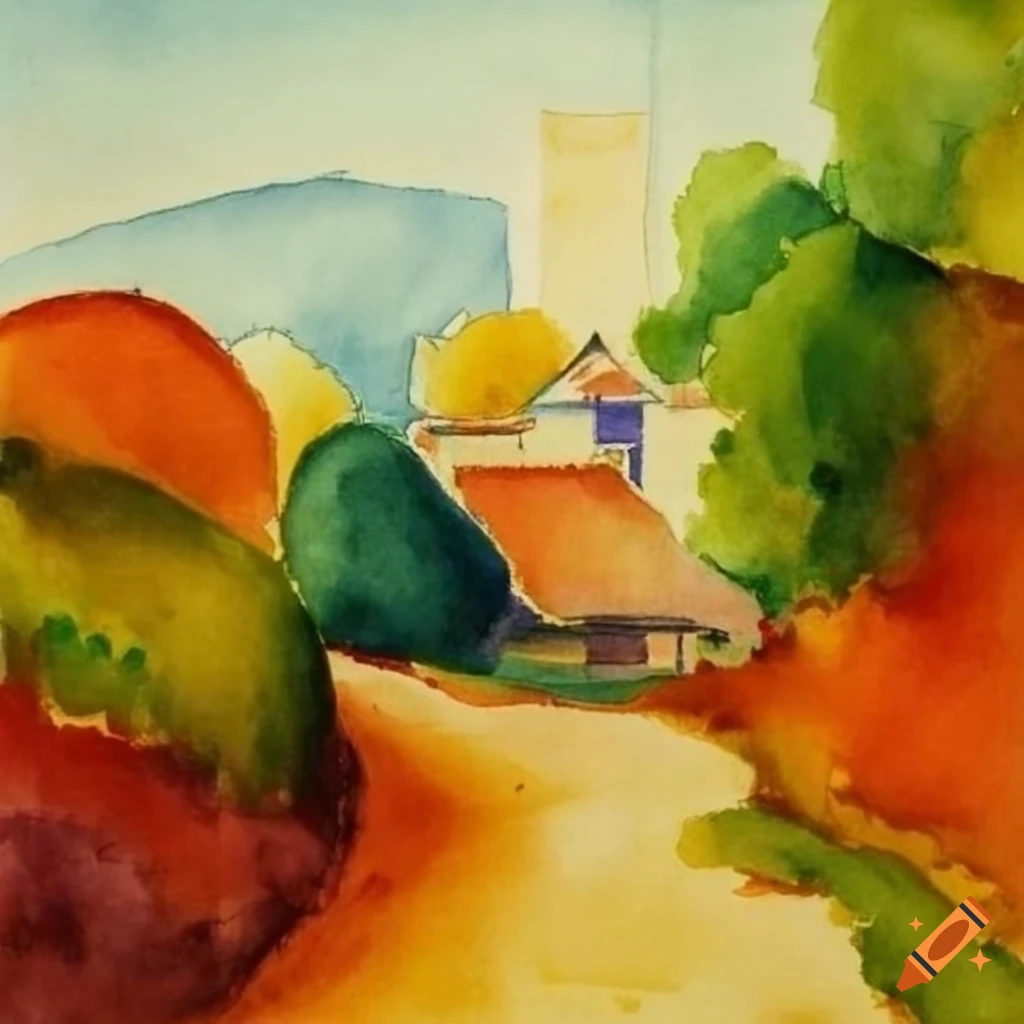 watercolor pencil painting by August Macke