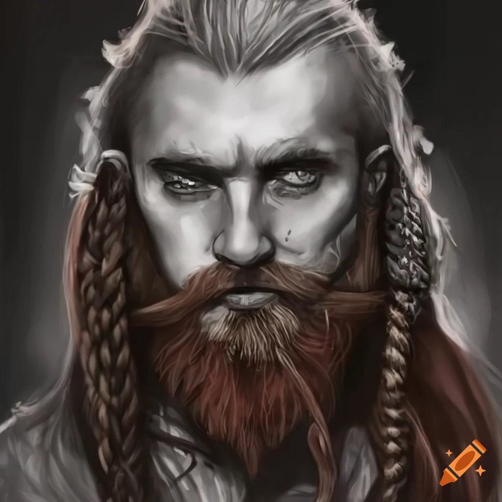 portrait of a viking man with braided hair