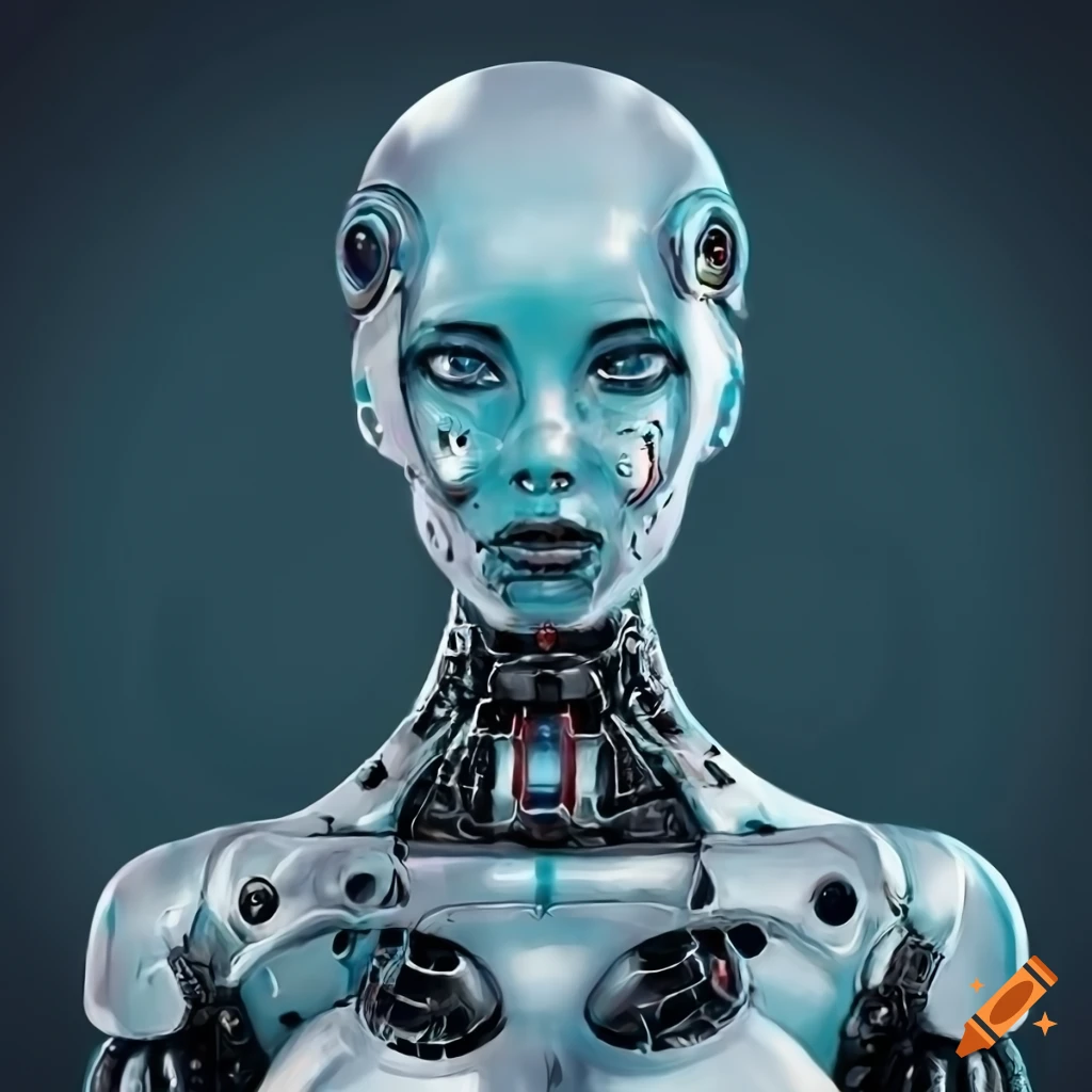 Portrait of a robotic woman