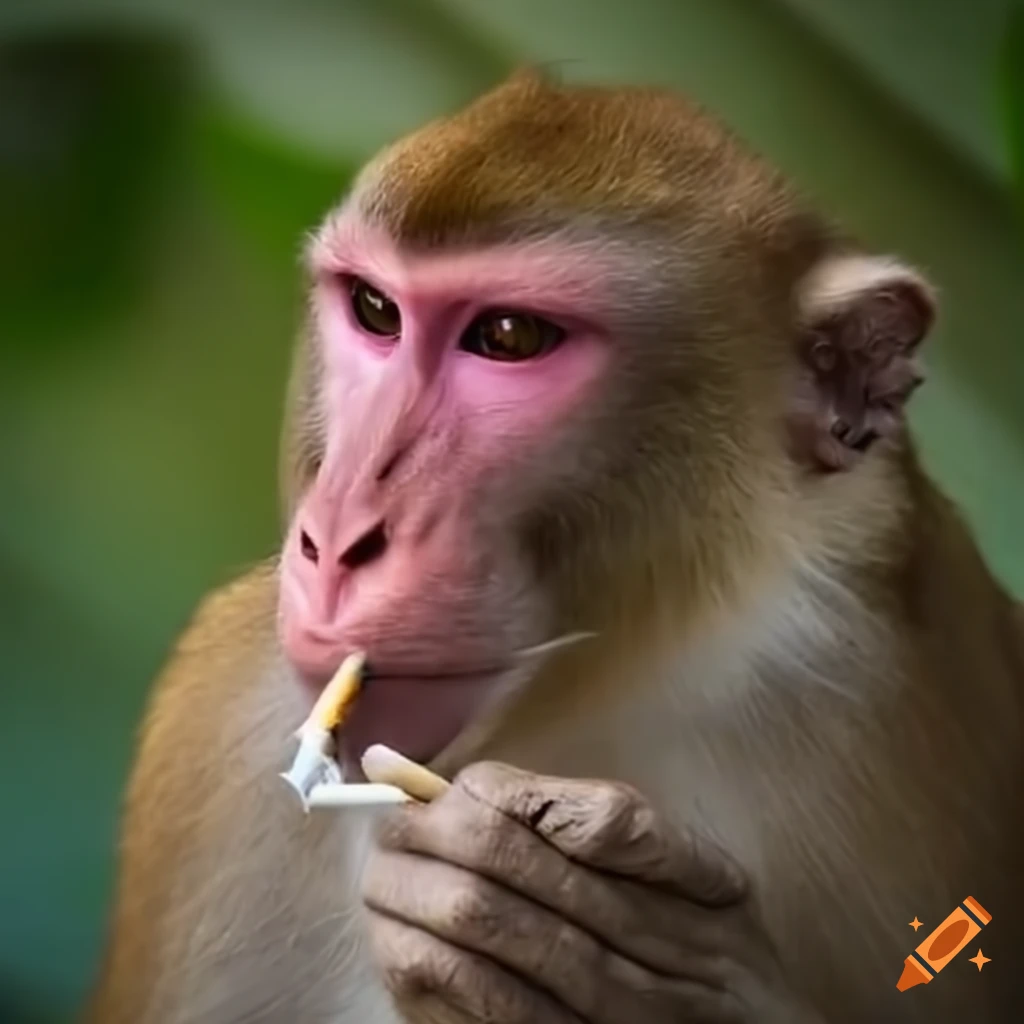 Monkey smoking a cigarette on Craiyon