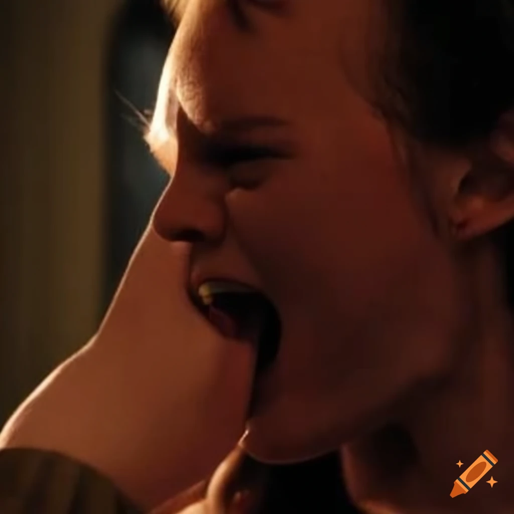 close-up of a person screaming