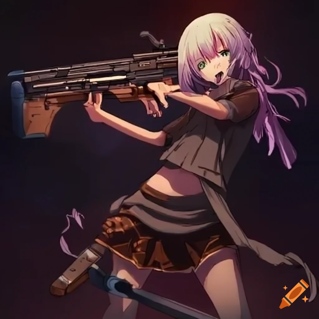 Female anime character holding rifle HD wallpaper | Wallpaper Flare