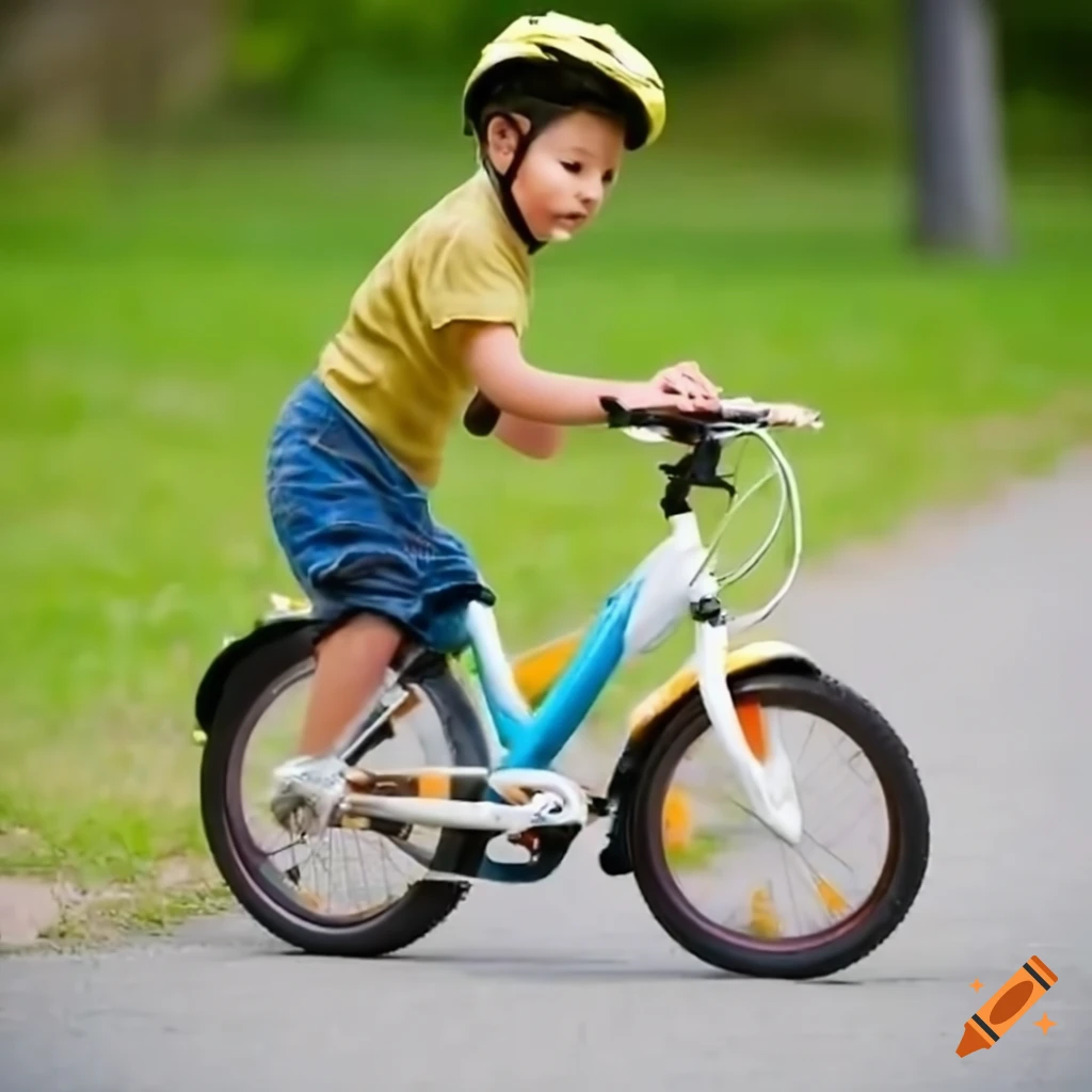 Parent teaching child to ride a bicycle on Craiyon