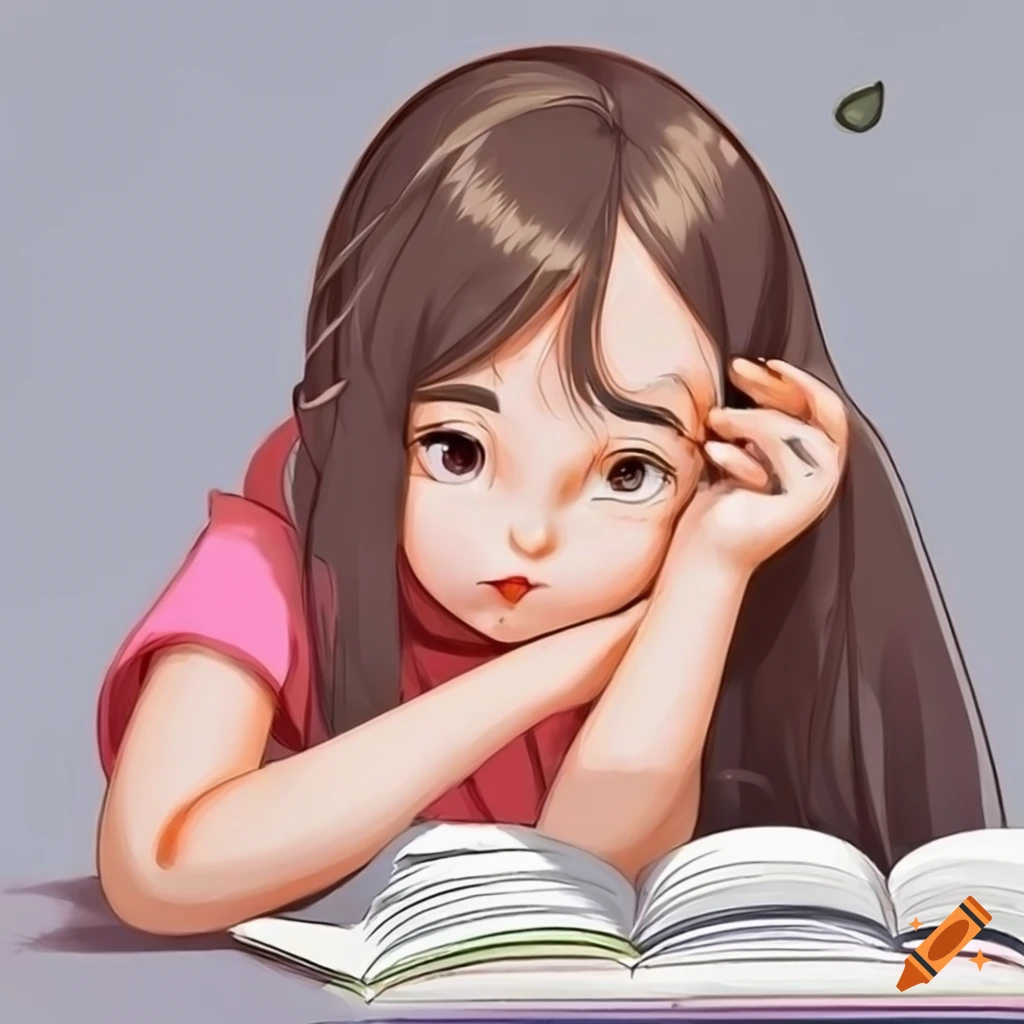 How to draw a Girl Studying Book
