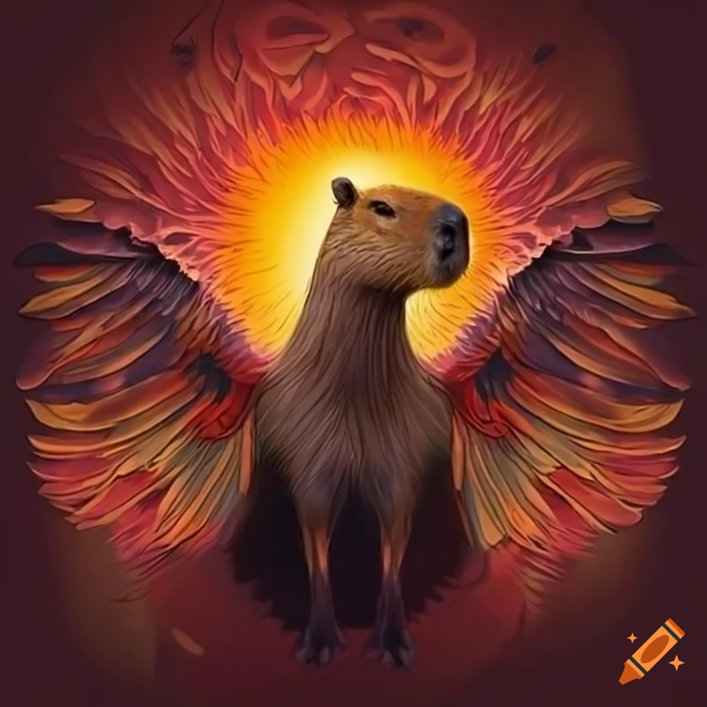 capybara with phoenix wings