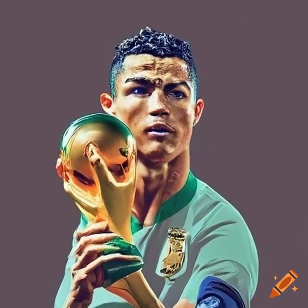 Ronaldo holding the World Cup trophy
