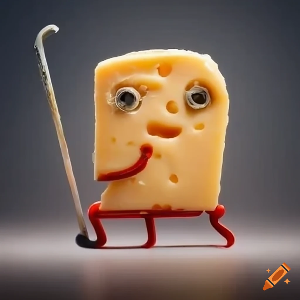 Cheese hockey player sculpture
