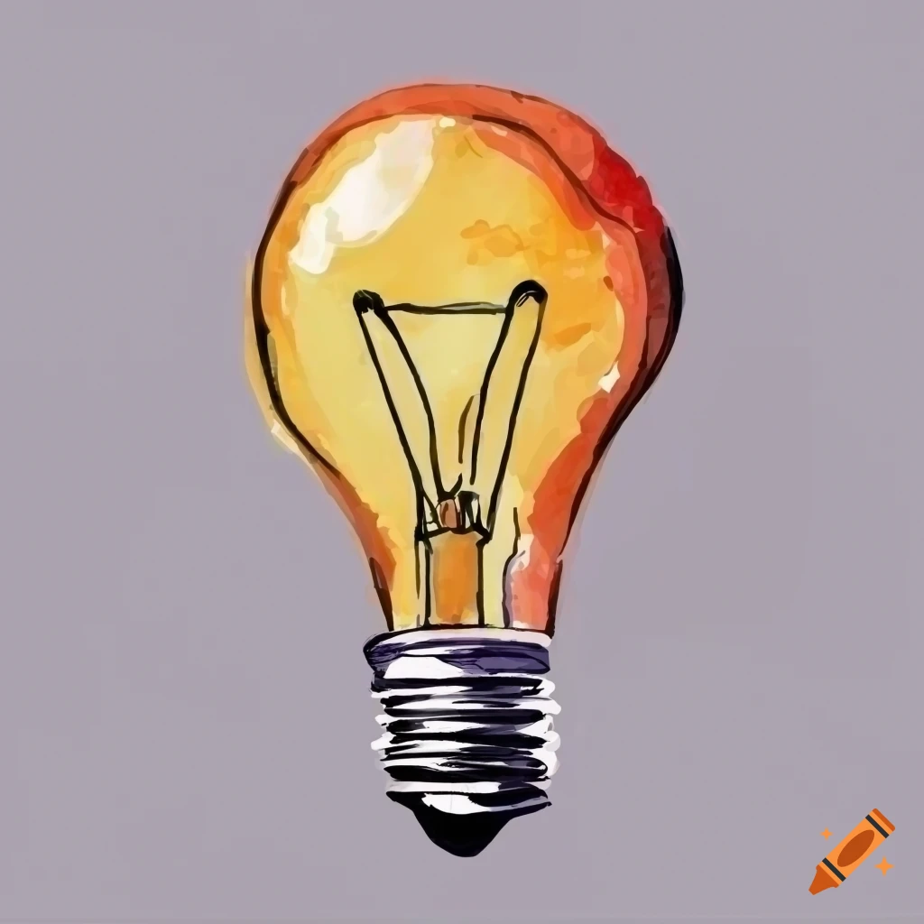 Colored Hand Drawing Light Bulb Stock Vector - Illustration of