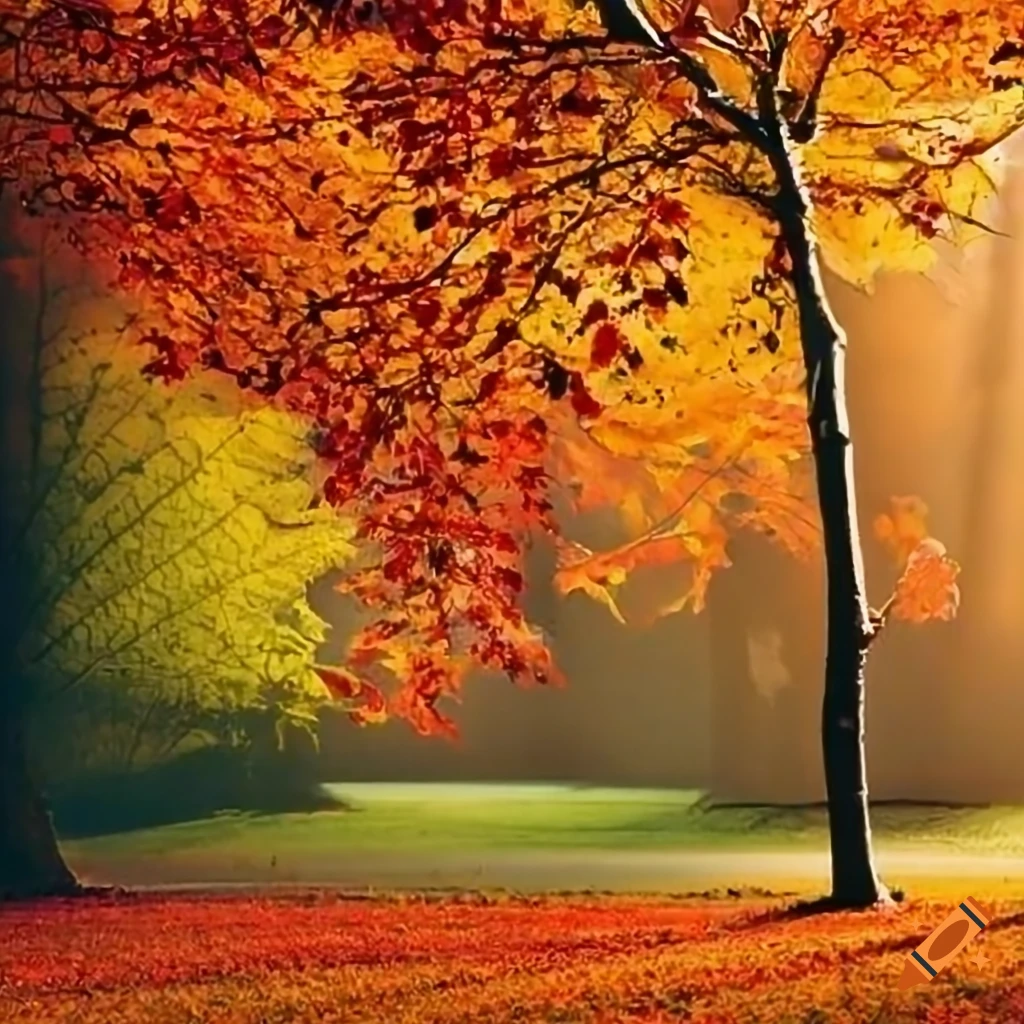 Landschaft im Herbst mit bunten Blättern