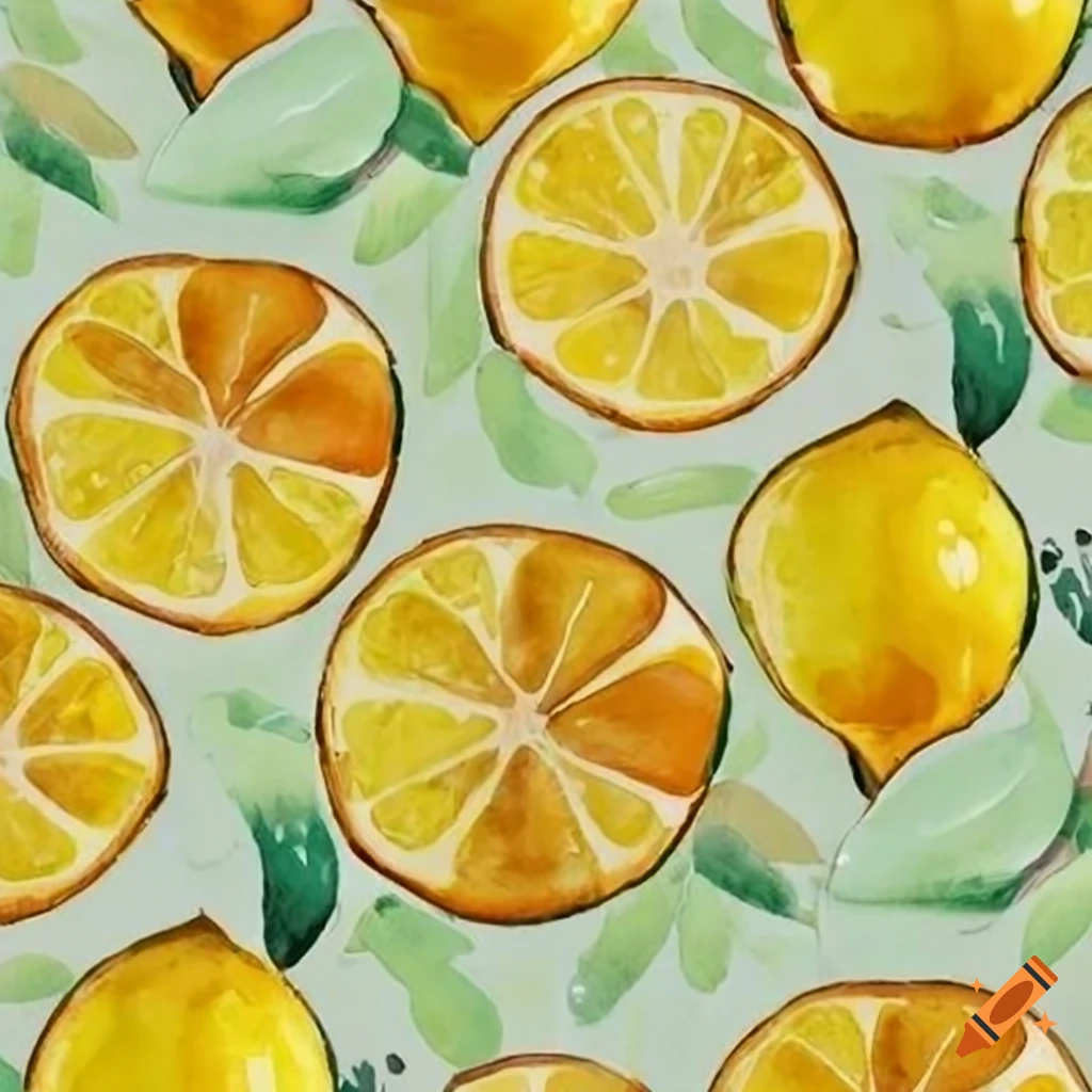 Watercolor painting of a lemon tile on Craiyon