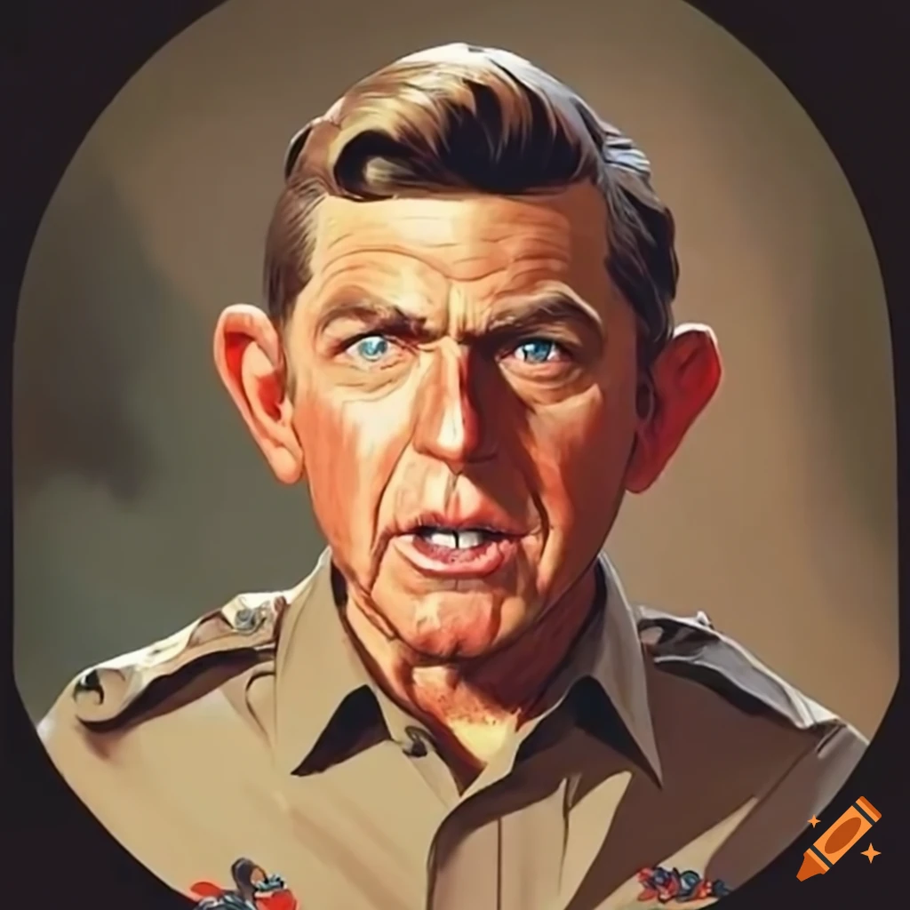 Illustration of the andy griffith show cast by norman rockwell on craiyon
