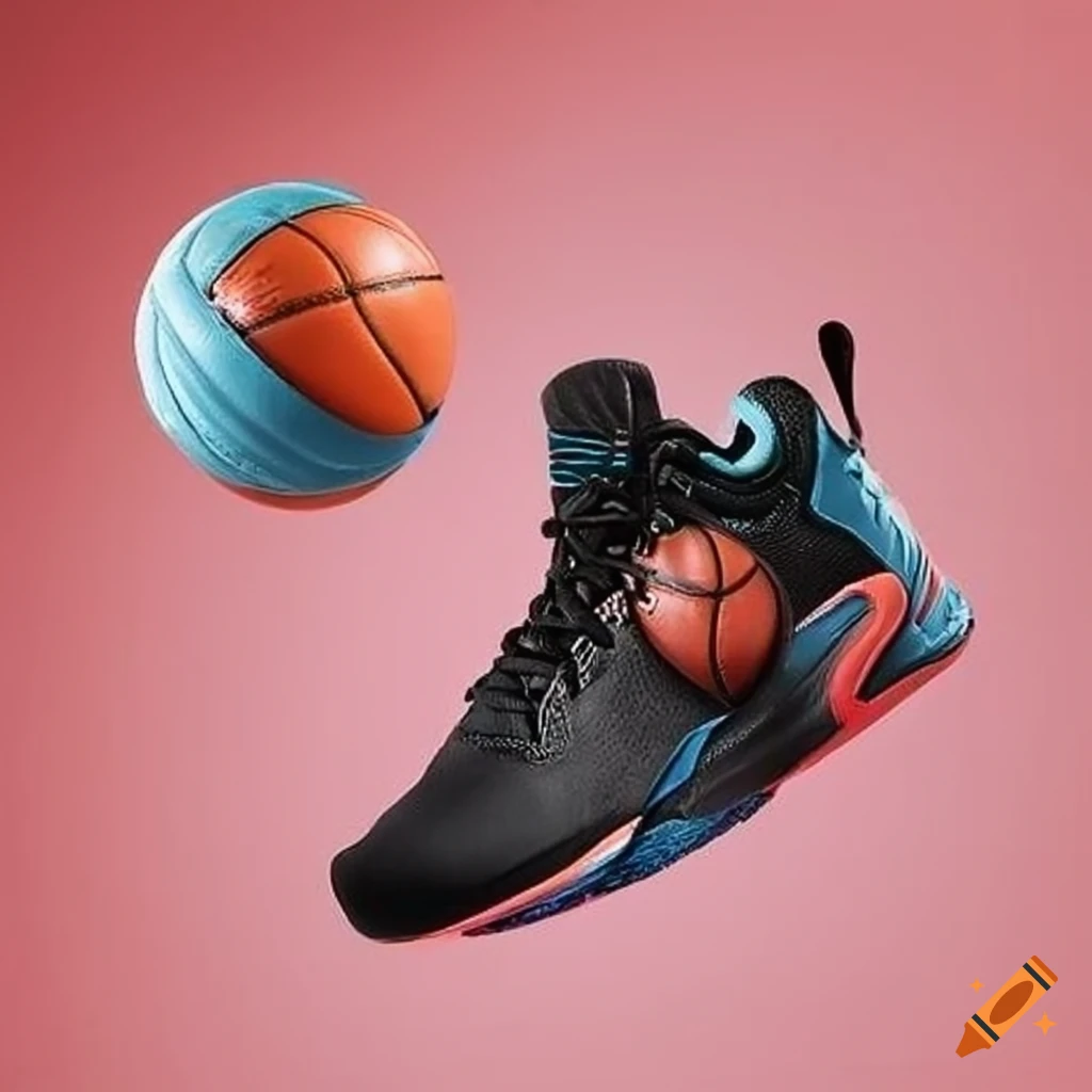 Basketball Shoes On A Court On Craiyon