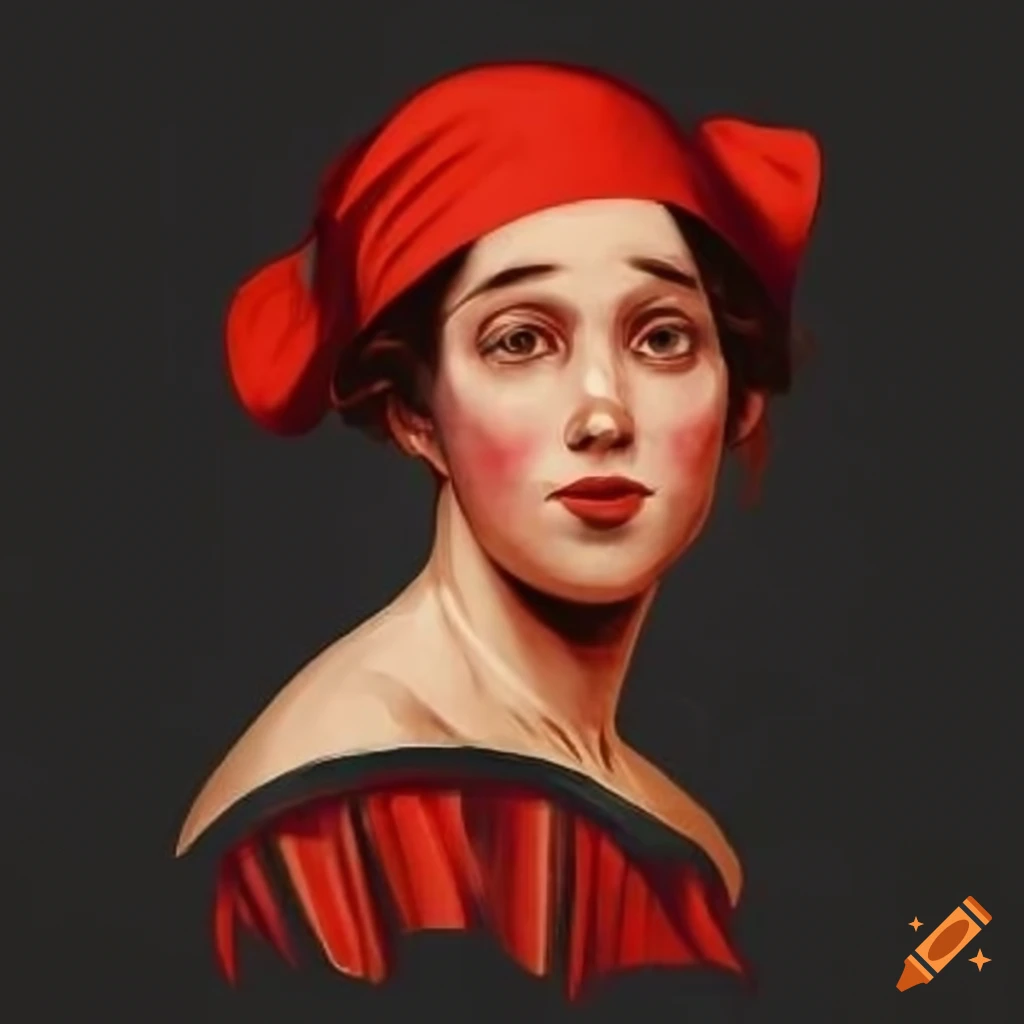 Art Noveau Portrayal Of A Woman Holding A Socialist Flag On Craiyon