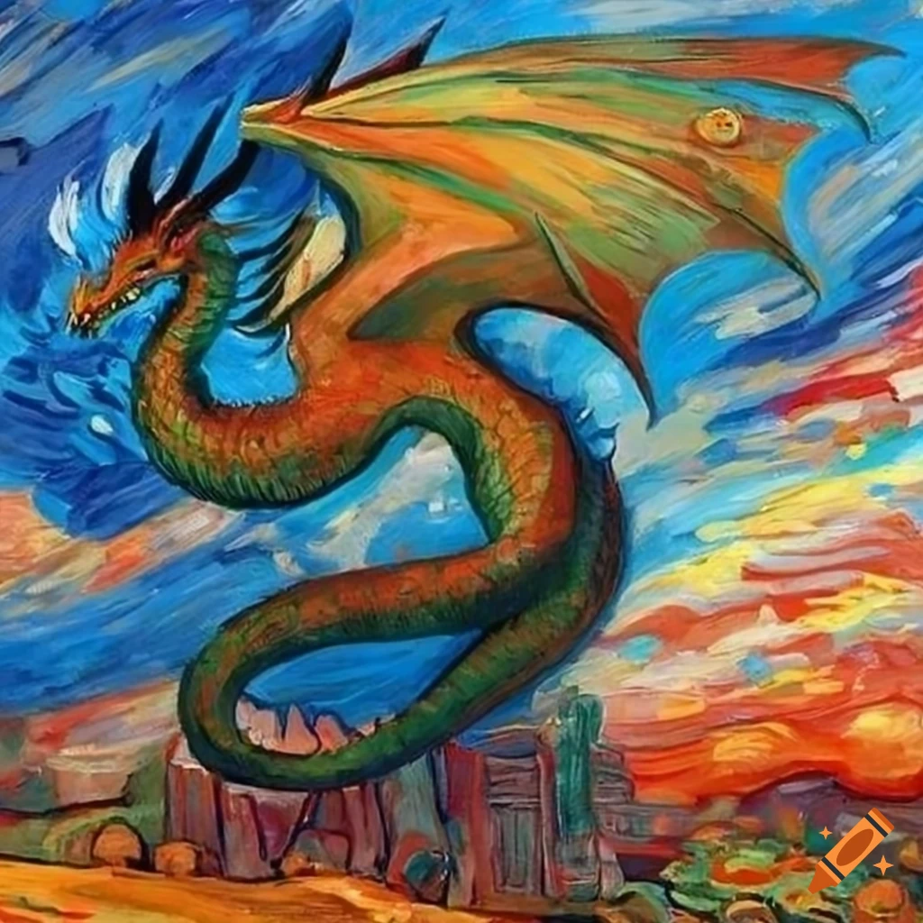 Acrylic paint style colorful dragon Canvas Print