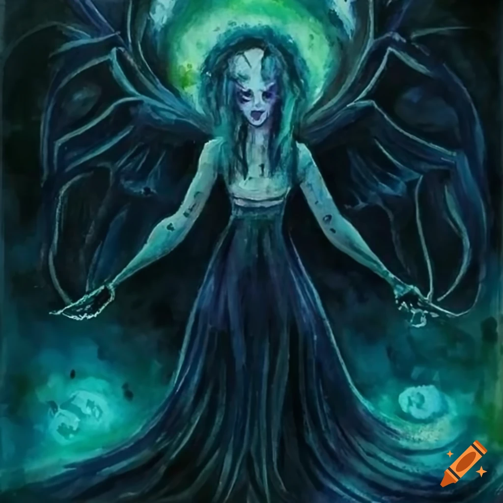 watercolor painting of a necromancer