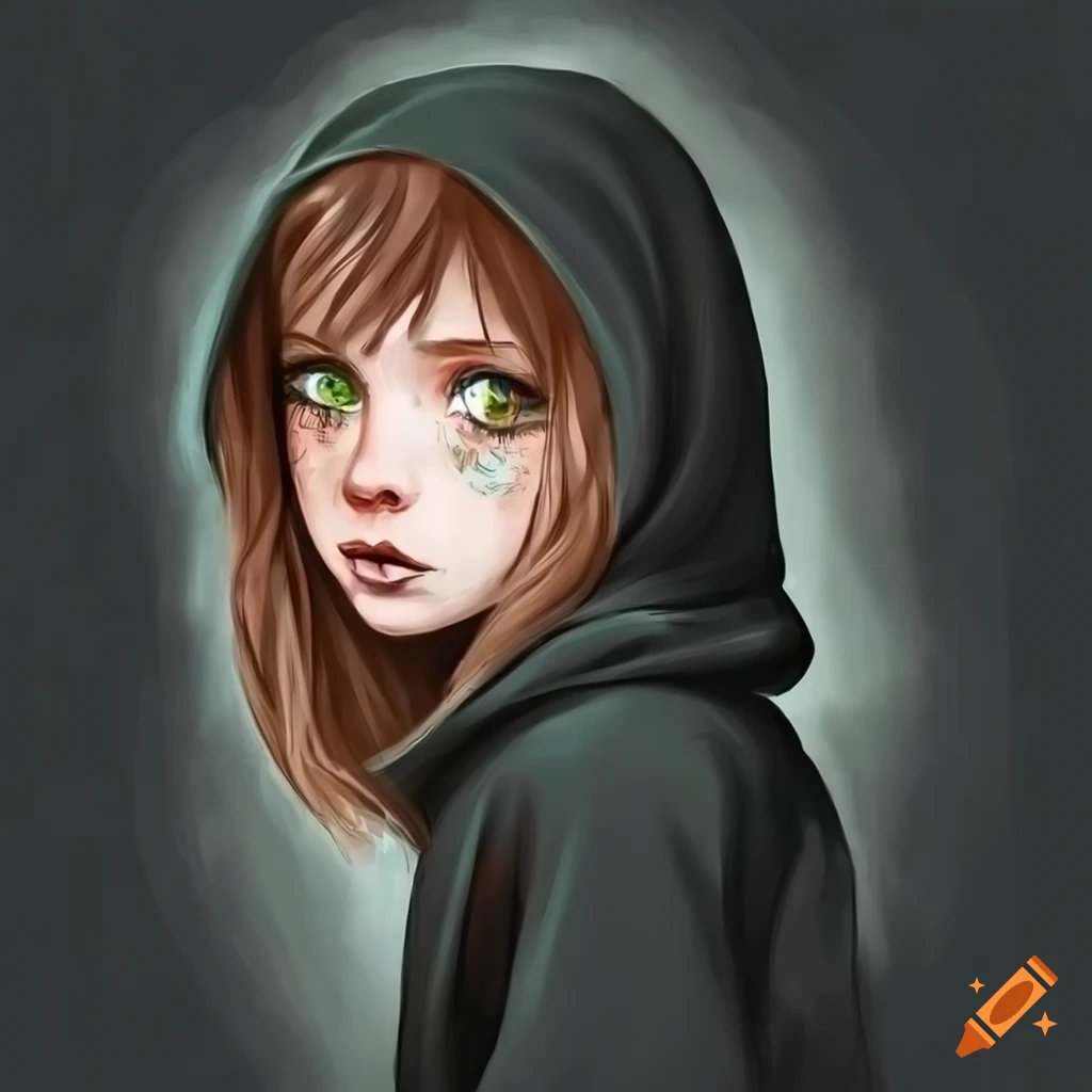 Portrait of a girl wearing a black hoodie