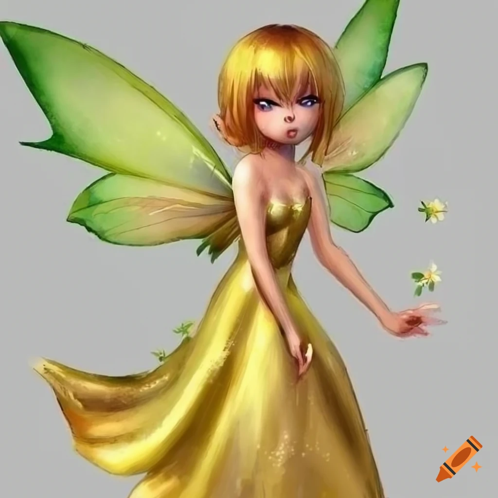 Watercolor painting of a pouting pixie fairy with flowers in hair on