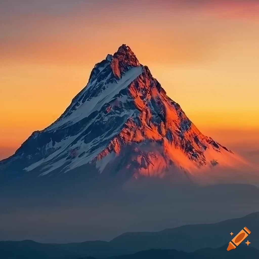 Sunset Over A Mountain Peak On Craiyon