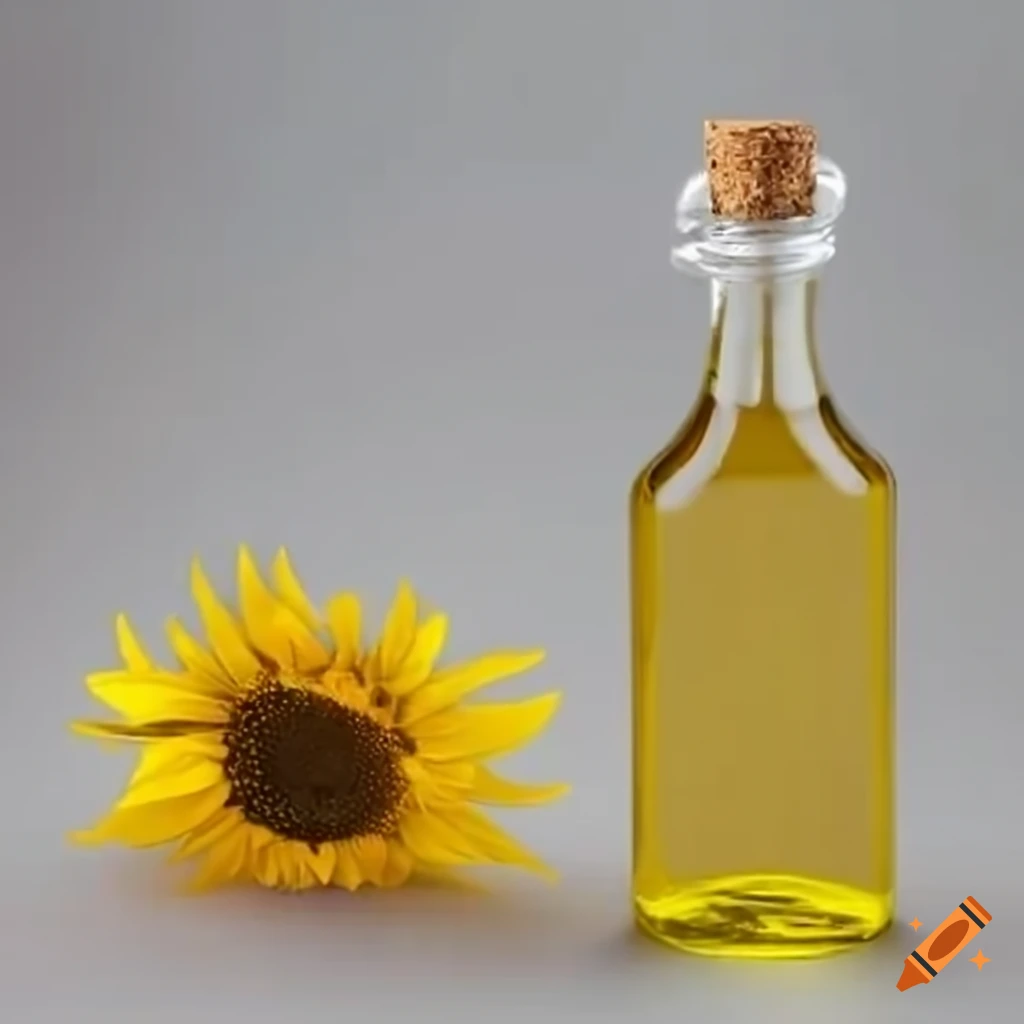Bottle of golden sunflower oil