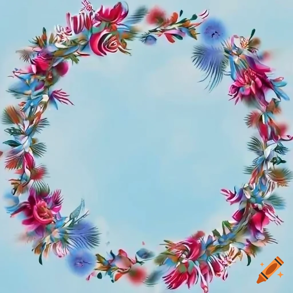 Decorative wreath made of honeysuckle and thistle flowers