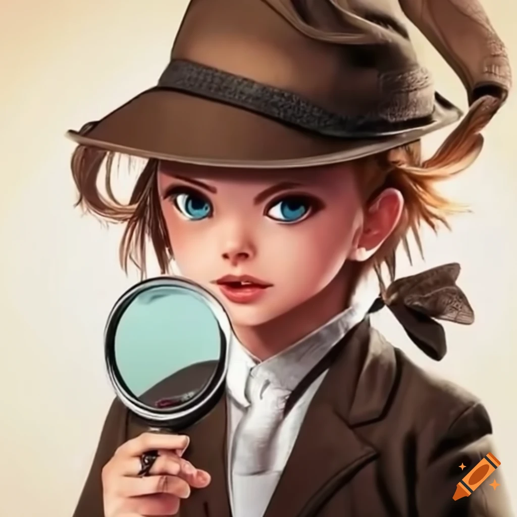 Une fille détective avec une loupe on Craiyon