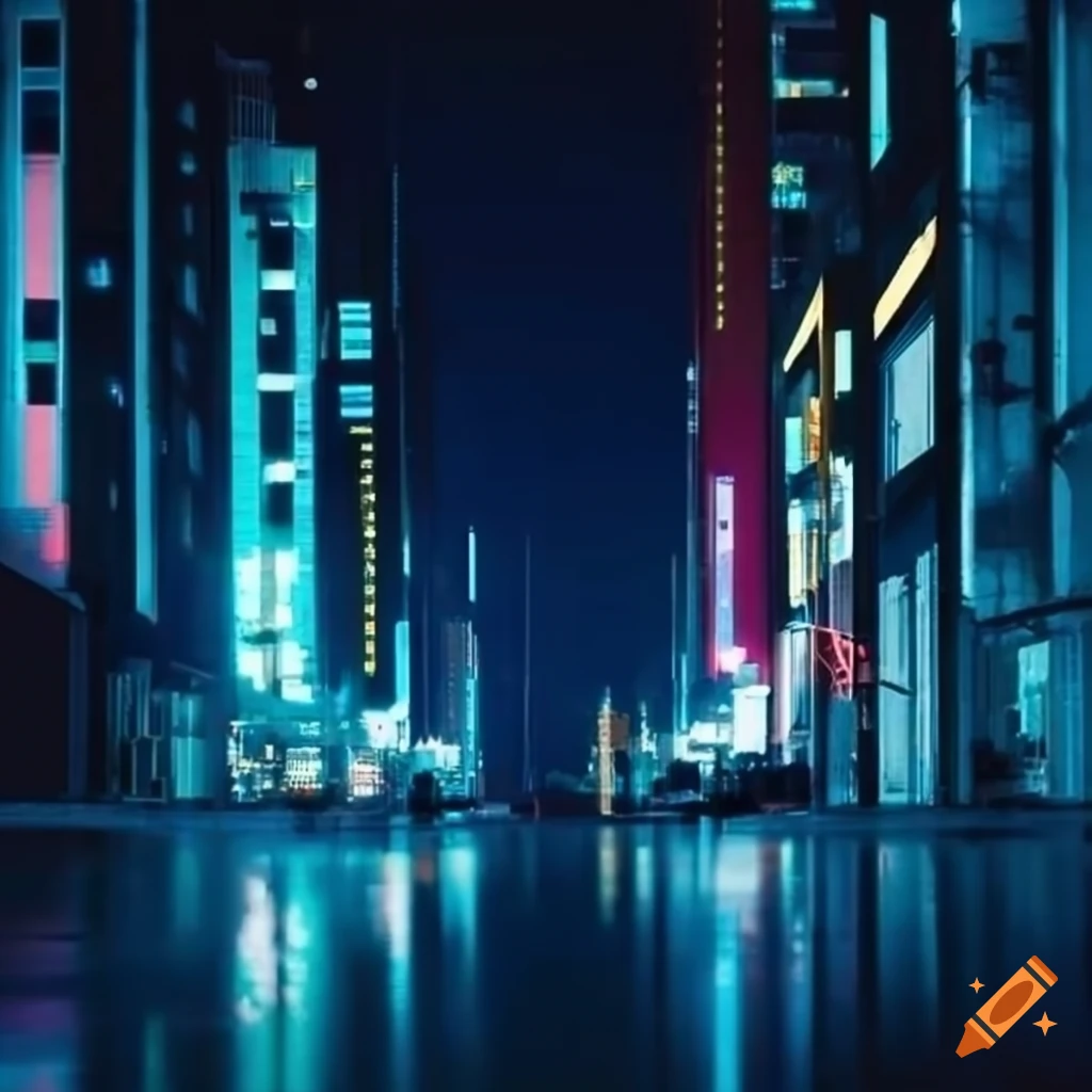 cityscape at night in minimalist style
