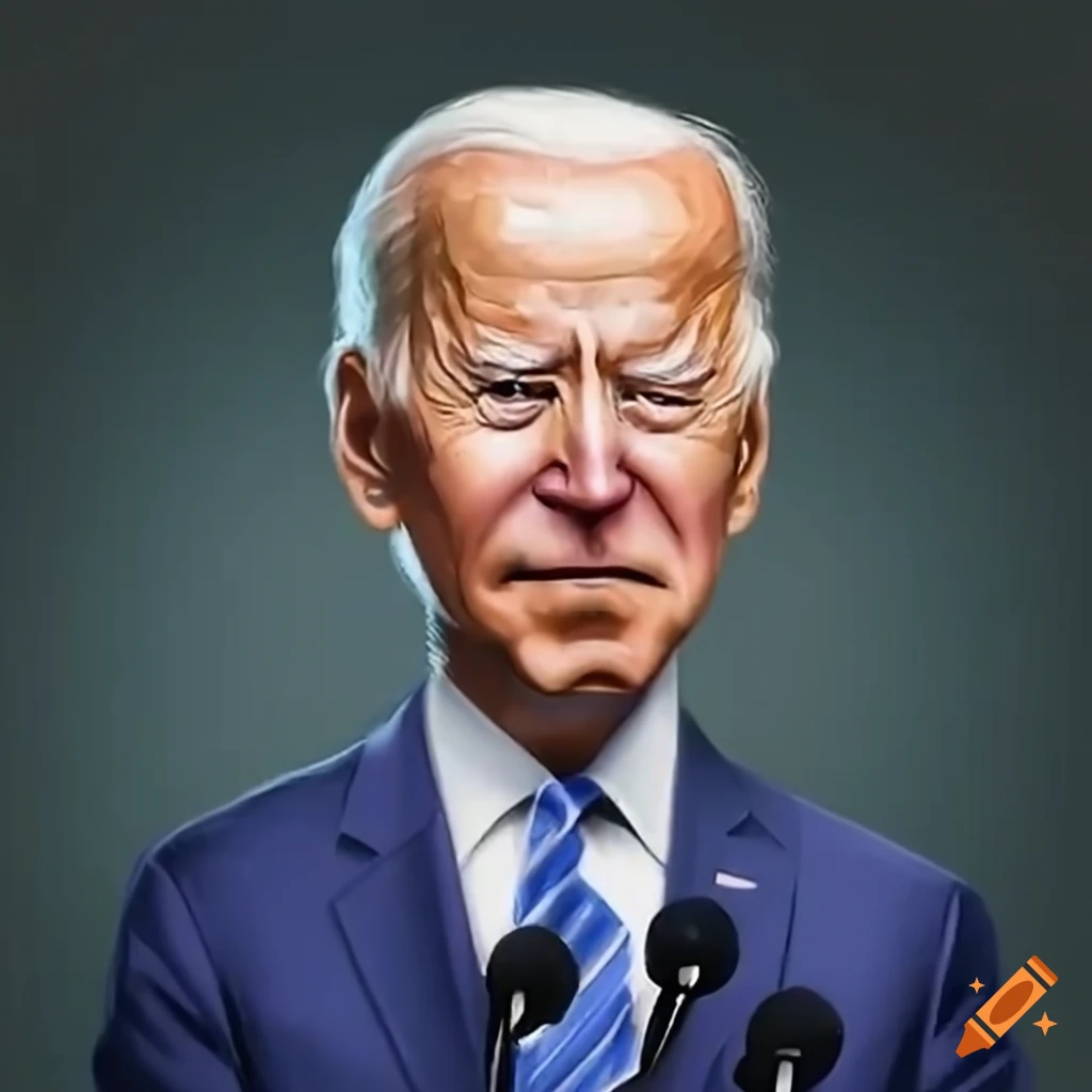 Satirical cartoon of biden falling asleep on Craiyon