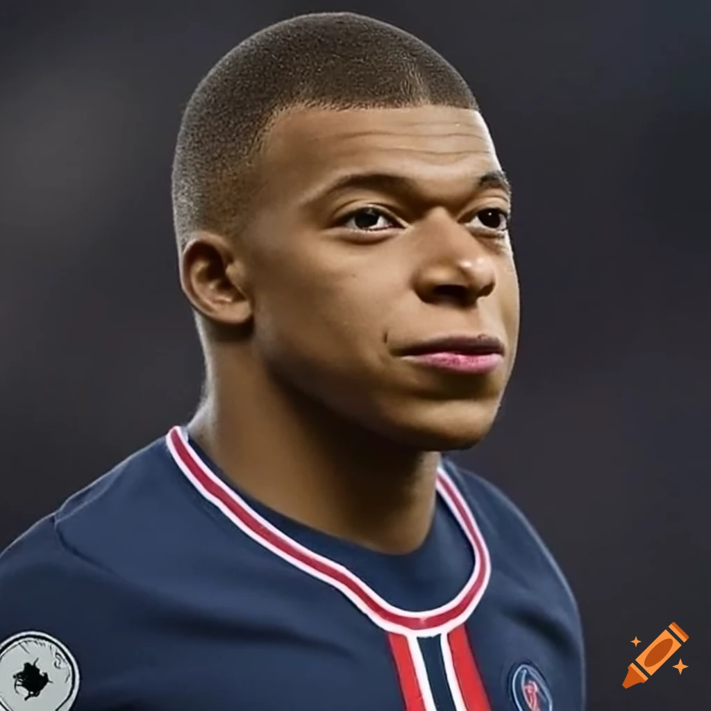 Picture of mbappe playing football on Craiyon