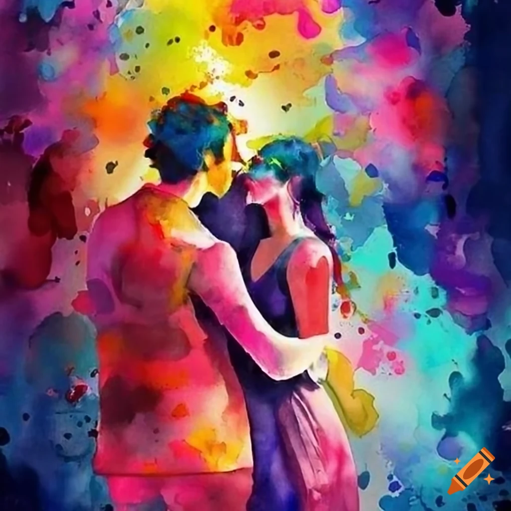 Vibrant picture of a couple in love