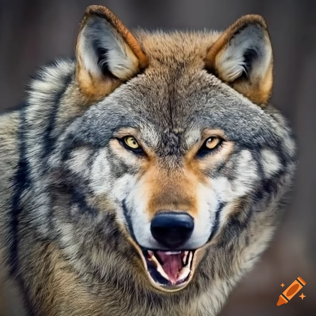 realistic depiction of a fierce-looking wolf