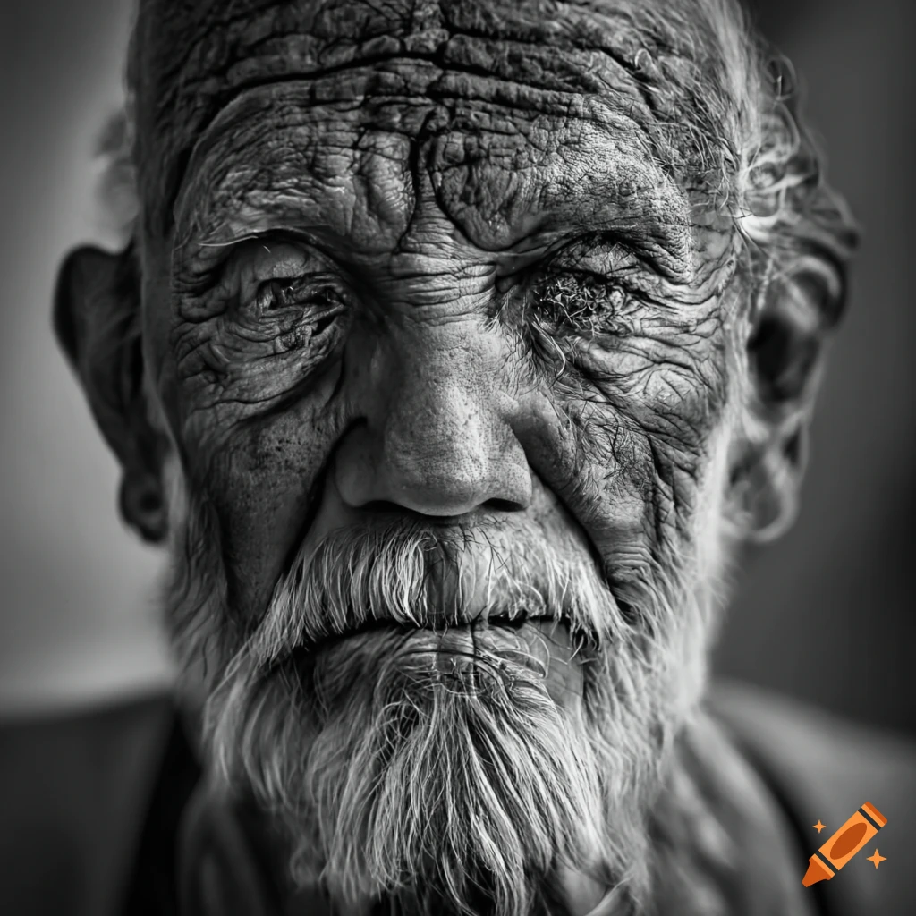 black and white portrait of an elderly man