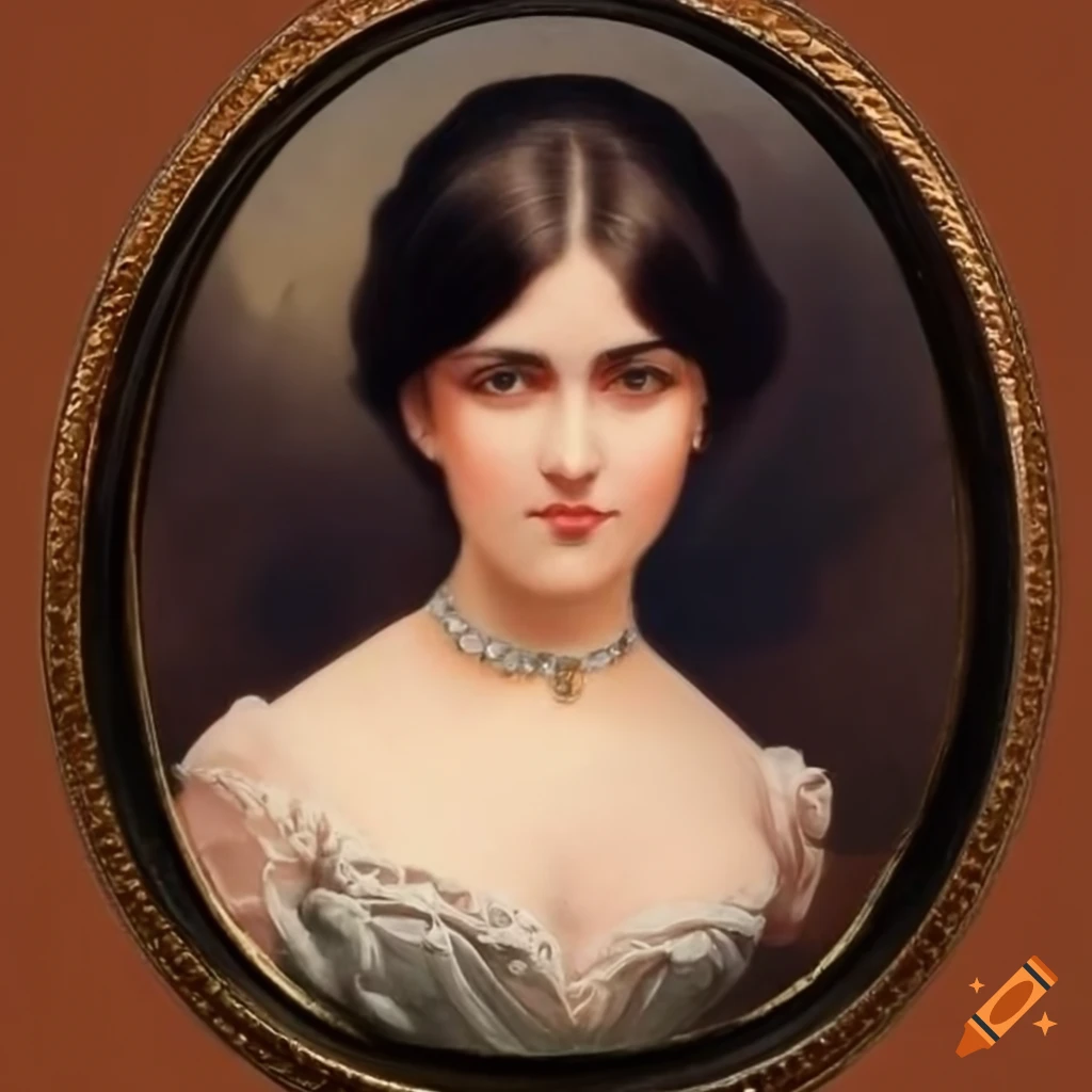 painting of an attractive brunette in the style of Paul Delvaux