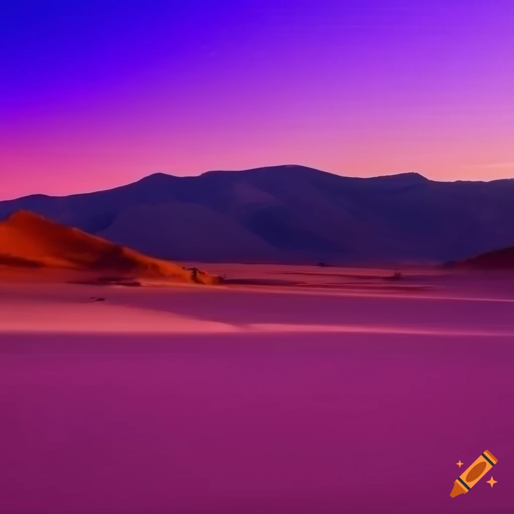 purple sunset over desert mountains