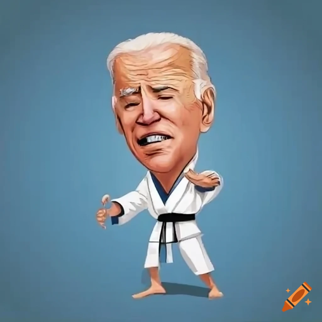 cartoon depiction of Biden sleeping and doing karate