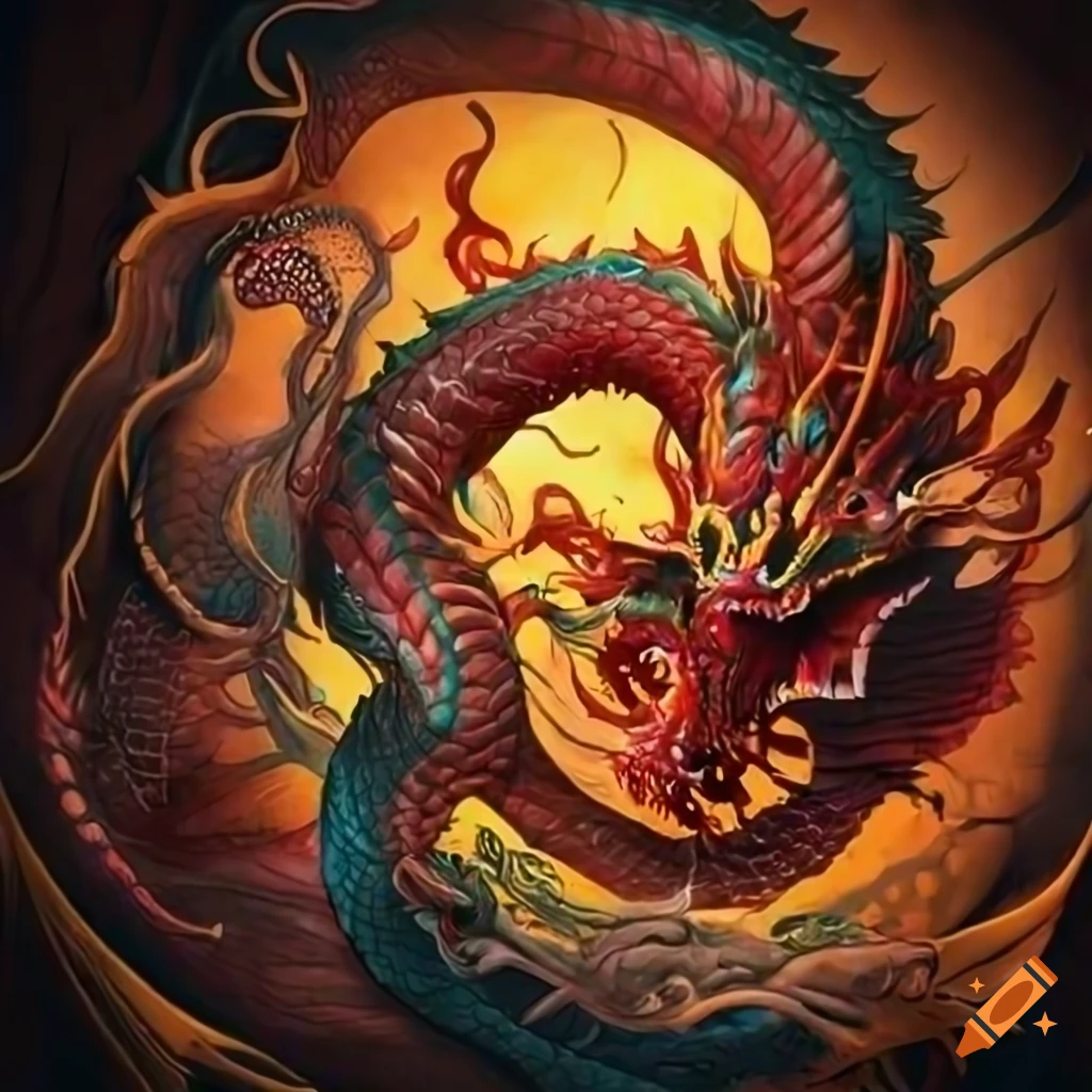 Colorful asian dragon artwork on Craiyon