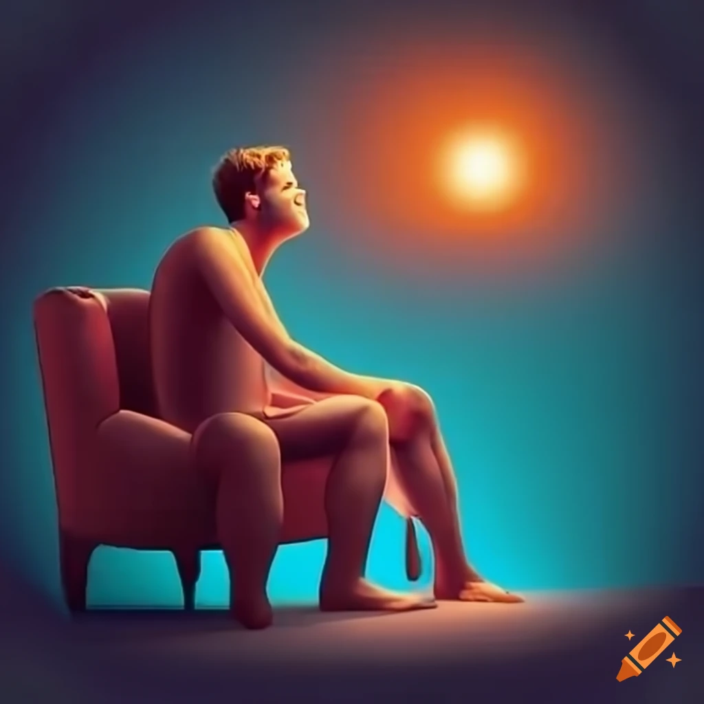man sitting on a couch contemplating