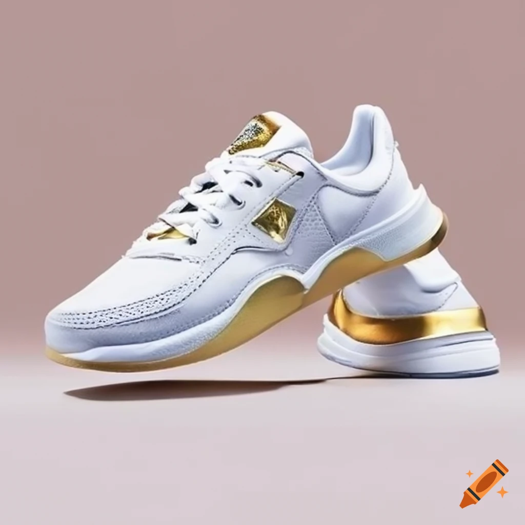 White and gold sport shoes