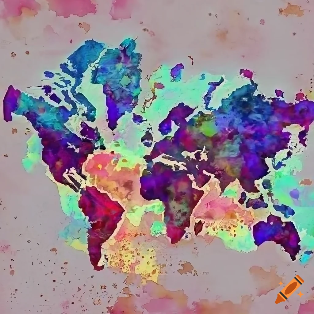 Colorful Science Fiction Style Political World Map