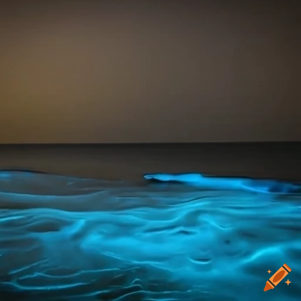 portrait of bioluminescent algae at a dark beach