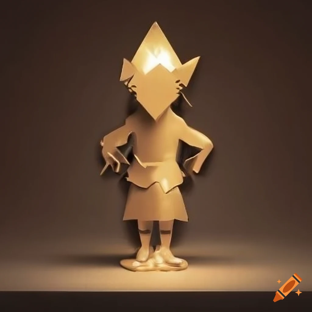 minimalist metal sculpture inspired by Zelda game