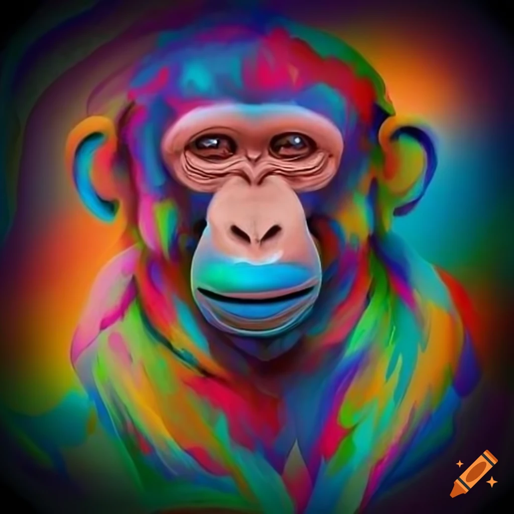 Crazy abstract monkey artwork on Craiyon
