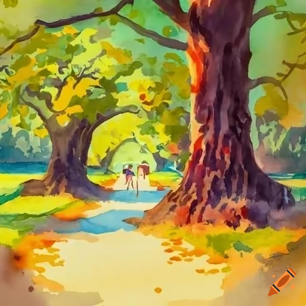 people gathering chestnuts under oak trees