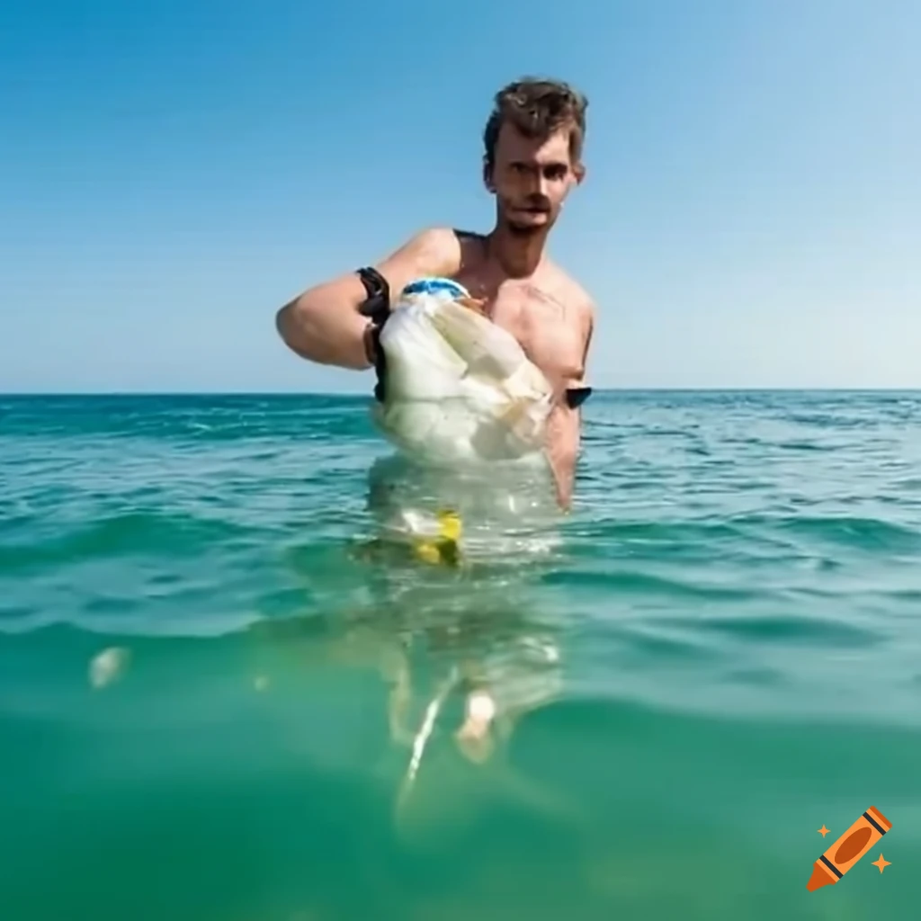 Man throwing trash into the ocean