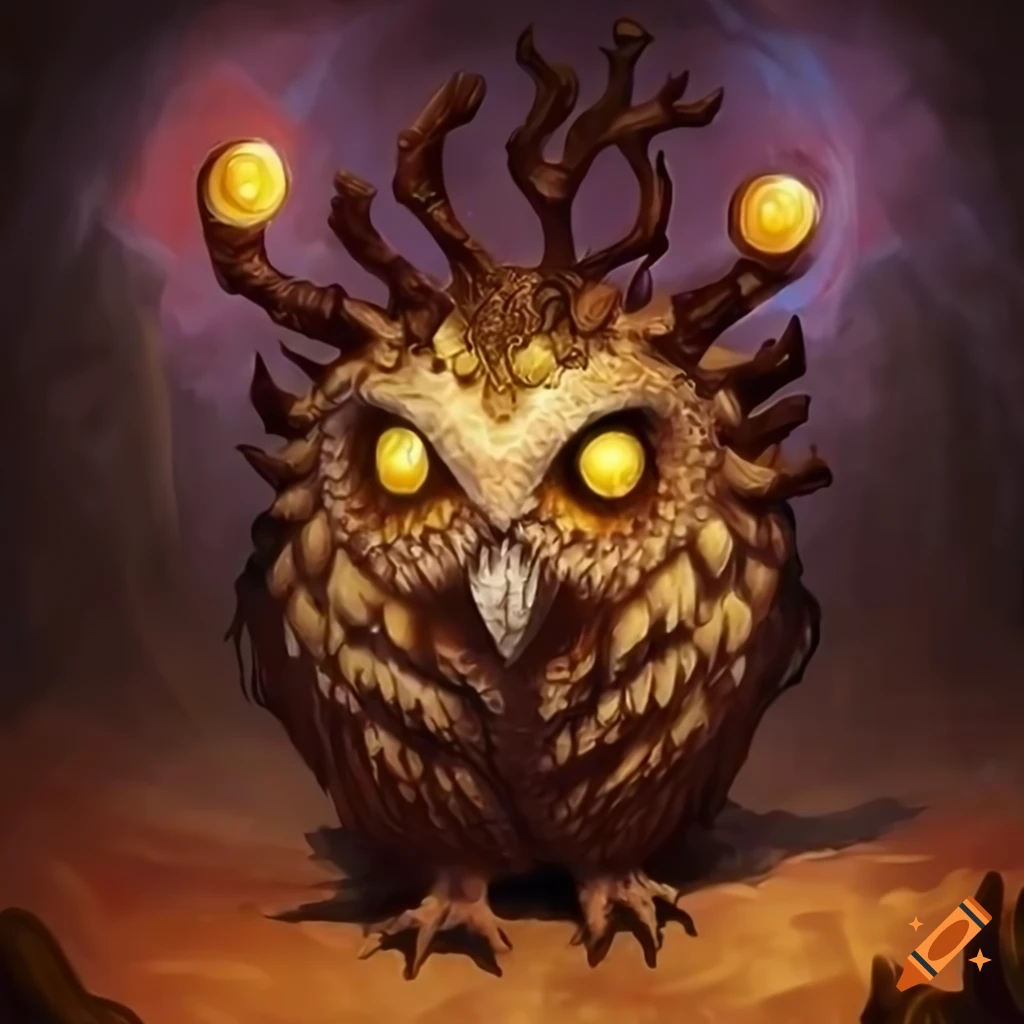 Wise owl with mushroom