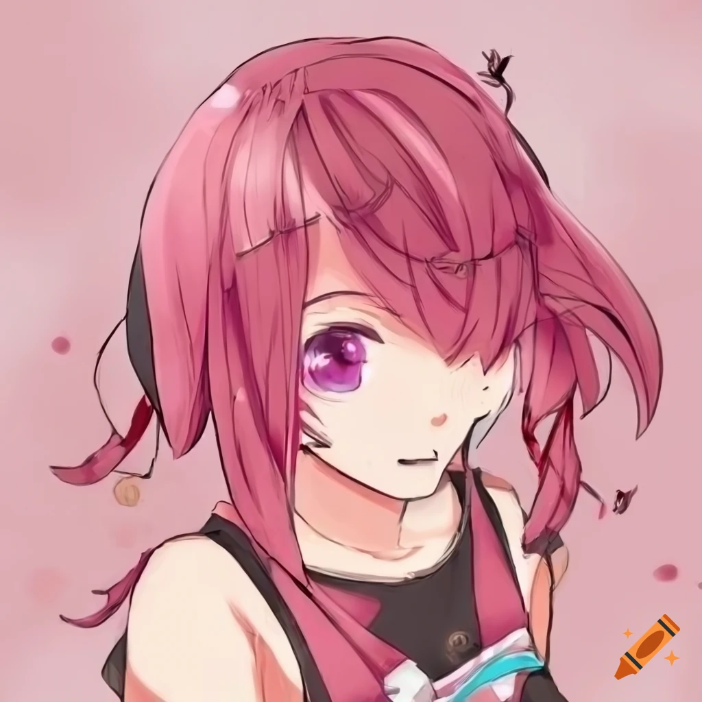anime illustration of Natsuki, a rabbitgirl with pink hair and pigtails